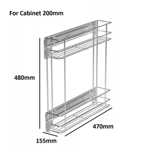 (2, Suitable for cabinets with a diameter of 200mm) Pull-out wire basket storage rack with soft-close function
